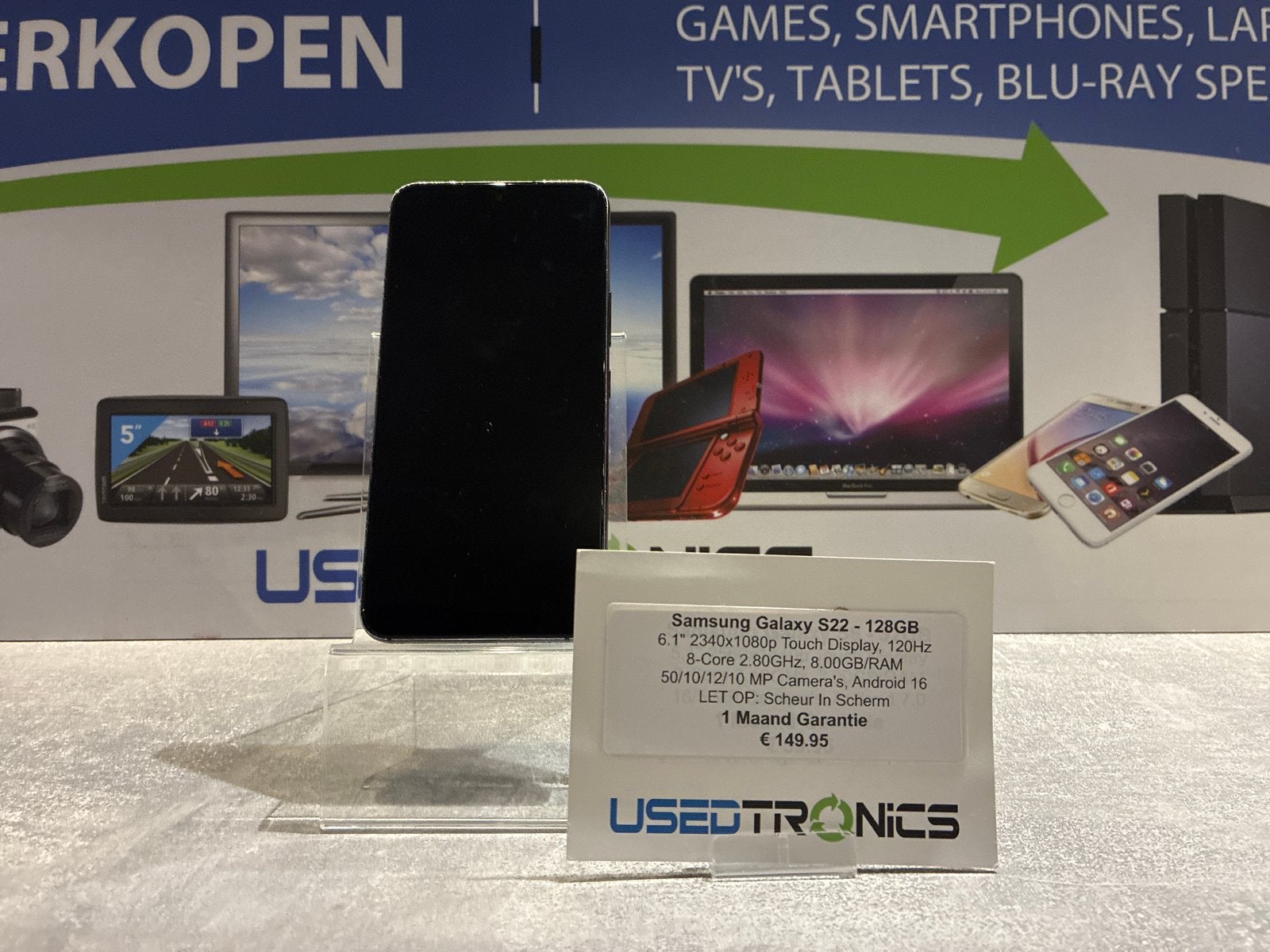 Samsung Galaxy S22 128GB - Zwart (Scheur in scherm)