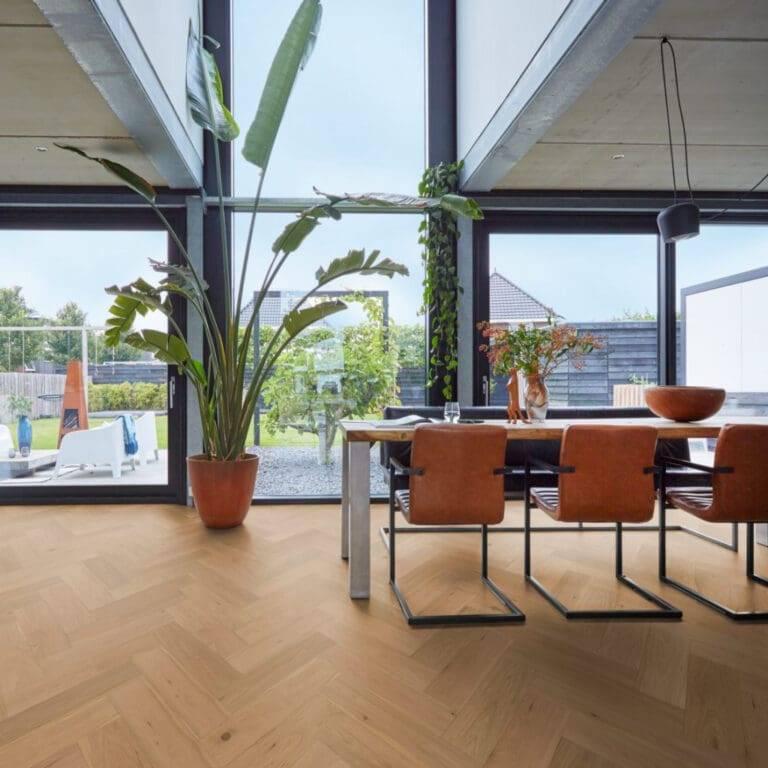 Visgraat Lamel Parket Reseda Natural - vooraf geolied, Parket, Bruin, 75 m² of meer, Nieuw