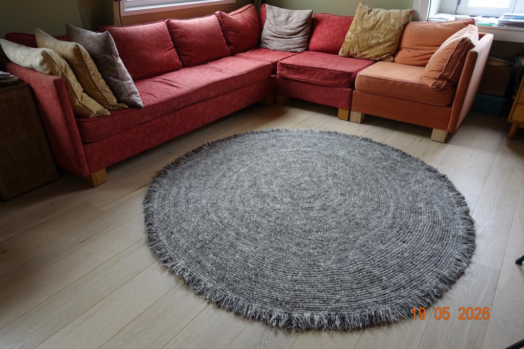 Rond wollen vloerkleed Ø 2.00 mtr. Habitat gemêleerd, schoon, Ophalen, Gebruikt, Beige, Rond