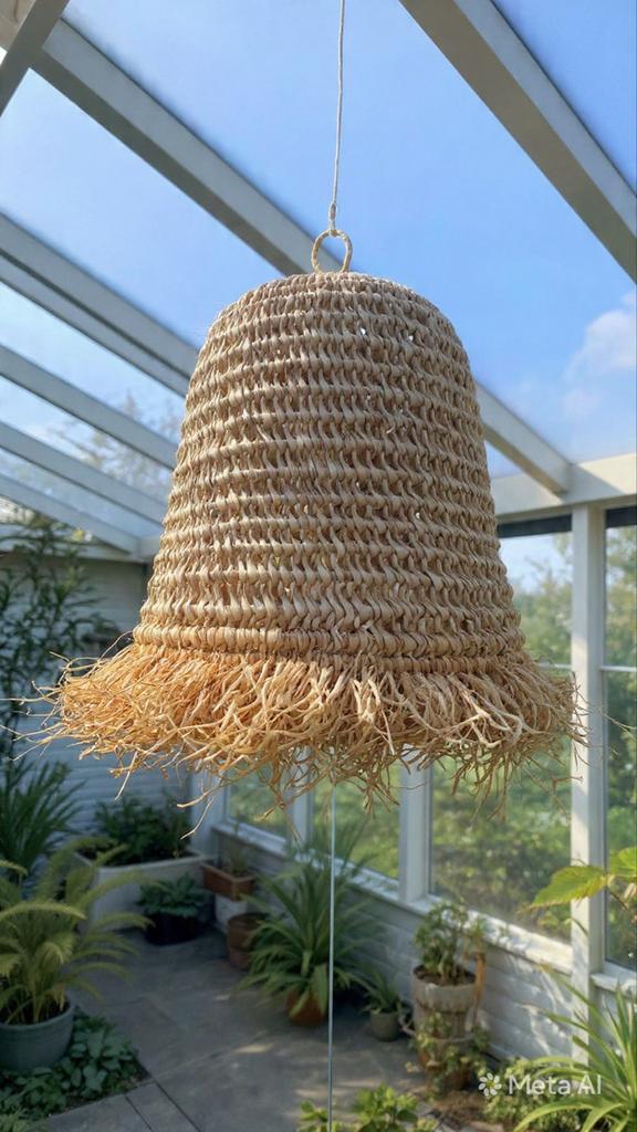 Leuke Ibiza Raffia Lampenkap - Naturel, Handgemaakt, Beige, Rond, Nieuw, Ophalen of Verzenden