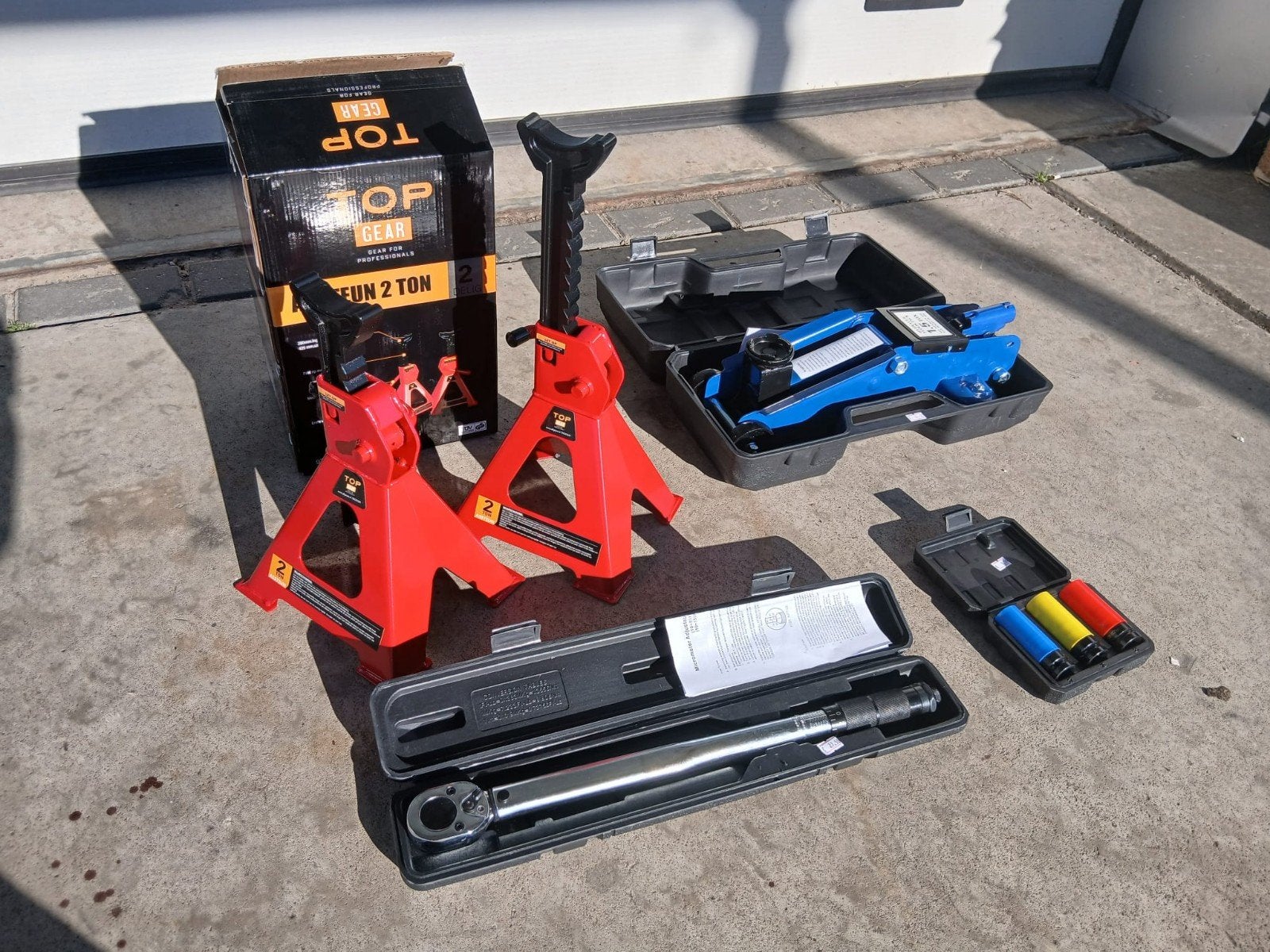 nieuwe garageset: Krik, assteunen, momentsleutel en doppen, Garagekrik, ., Nieuw, Ophalen of Verzenden