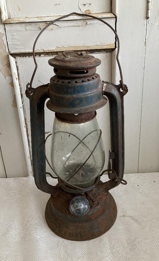 Brocante stormlamp - olielamp - stallantaarn, Ophalen of Verzenden, Metaal, Nvt, Nvt