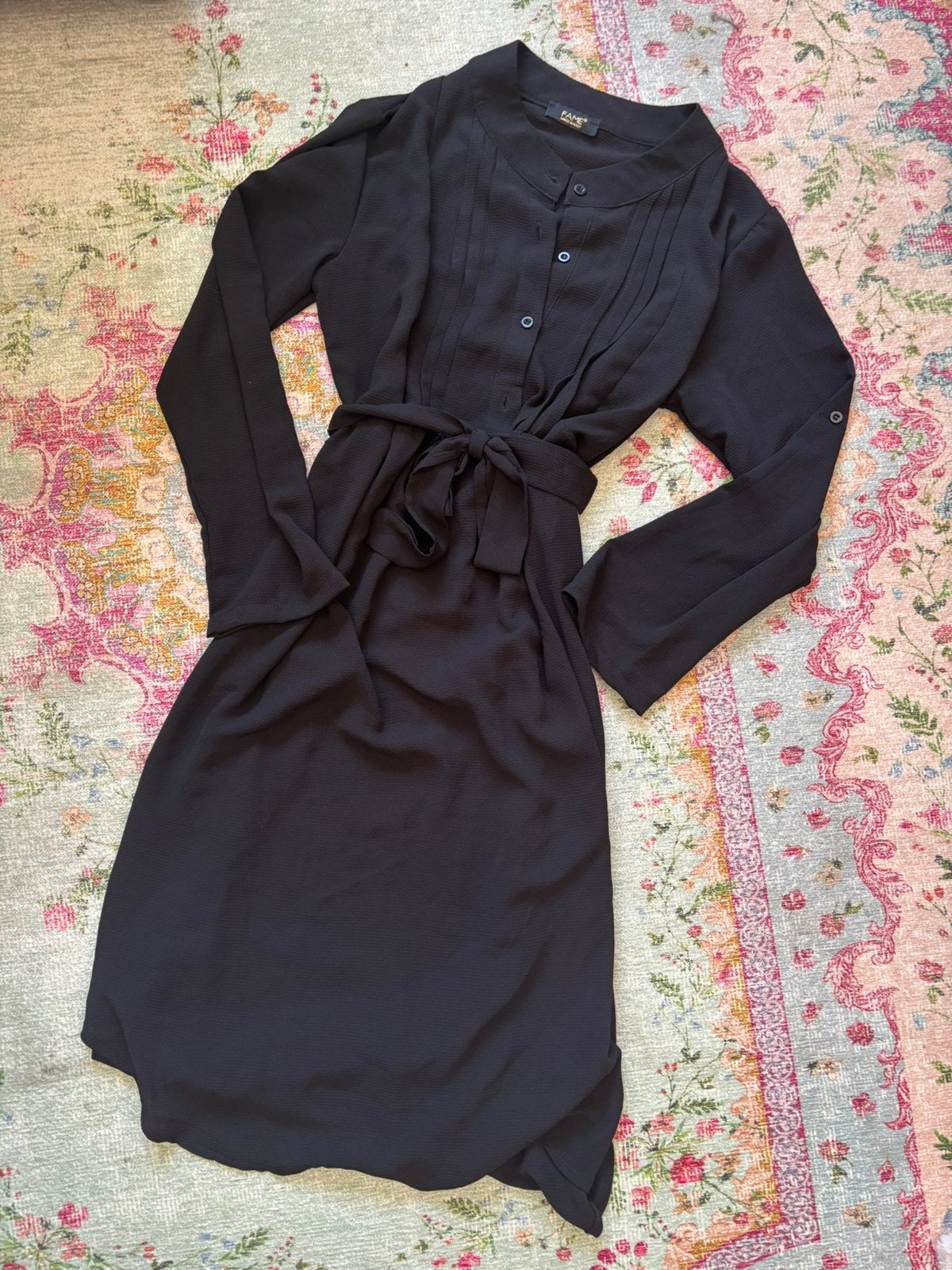 FAME tuniek jurk zwart strik ceintuur S/M, Ophalen of Verzenden, Zo goed als nieuw, Maat 36 (S), Zwart