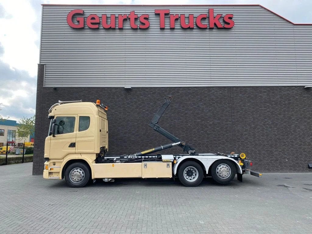 Scania R450 6X2 + PALFINGER HAAKARMSYSTEEM/ABROLLKIPPER/HOOK, Auto's, Euro 6, Scania, Beige, Bedrijf