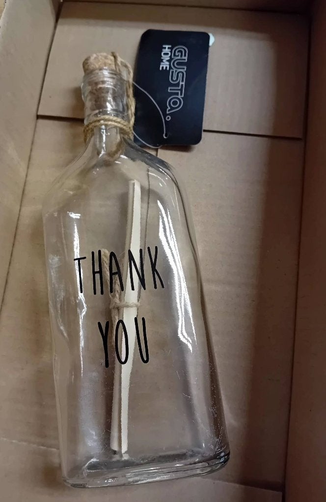 4x Gusta home flessen post "thank you" nieuw, Ophalen of Verzenden, Nieuw