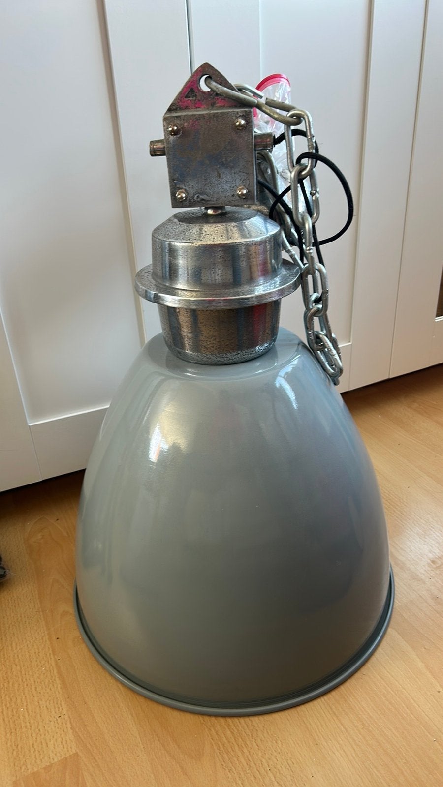 Stoere industriële hanglamp grijs, Ophalen, Zo goed als nieuw