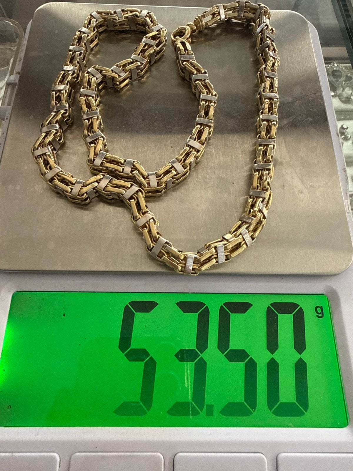 Prachtige 14 karaats gouden magnum ketting met witgoud, Ophalen of Verzenden, Zo goed als nieuw, Goud