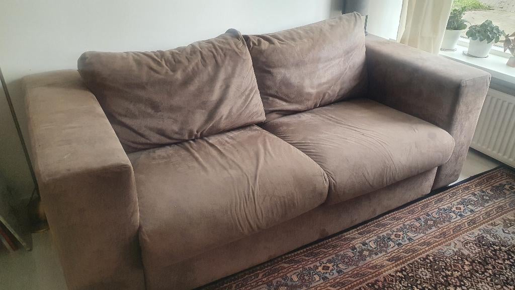 Gratis mooie 2 en 3 zits bank bruin 194 en 164 cm Lang, Huis en Inrichting, Banken | Bankstellen, Ophalen, 150 tot 200 cm, 75 tot 100 cm