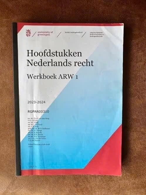 Hoofdstukken Nederlands recht werkboek ARW 1 (RUG), Ophalen of Verzenden, Gamma, Zo goed als nieuw, WO