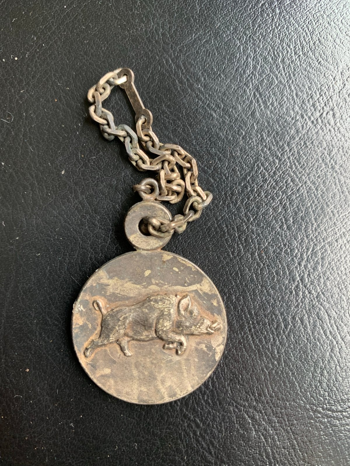Vintage sleutelhanger met everzwijn - Sommer, Ophalen of Verzenden, Gebruikt, Dier of Natuur