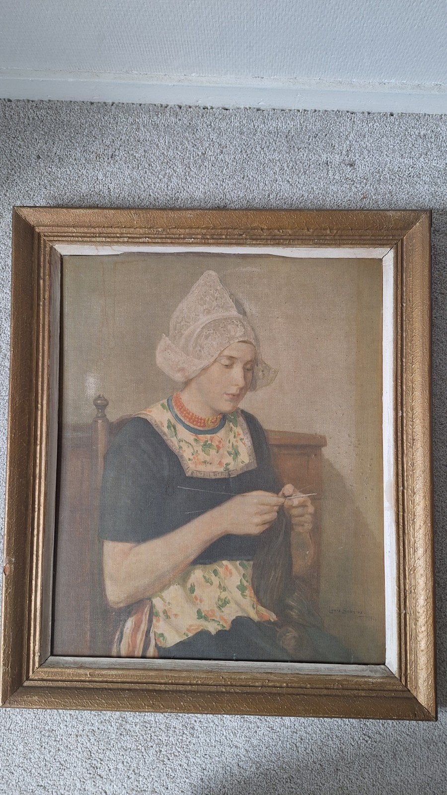 Druk Louis Sonius - Vrouw in klederdracht ca. 50x70 cm, Antiek en Kunst, Kunst | Schilderijen | Klassiek, Ophalen