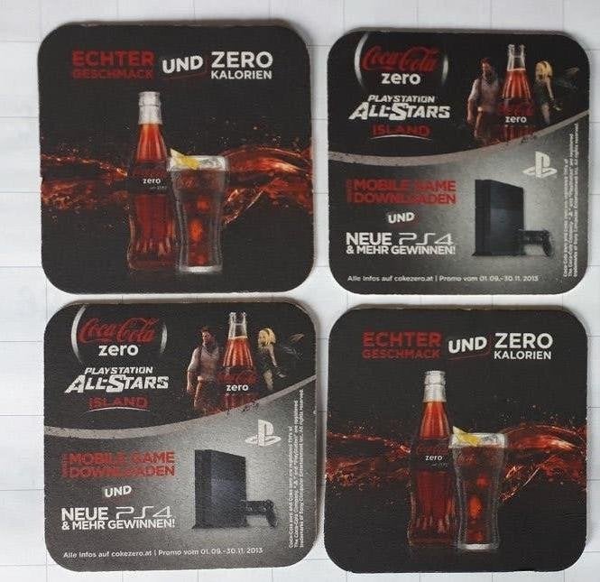 Coca-Cola Zero Onderzetter/viltje Echter geschmack-zero kal., Verzamelen, Ophalen of Verzenden, Zo goed als nieuw, Reclamebord