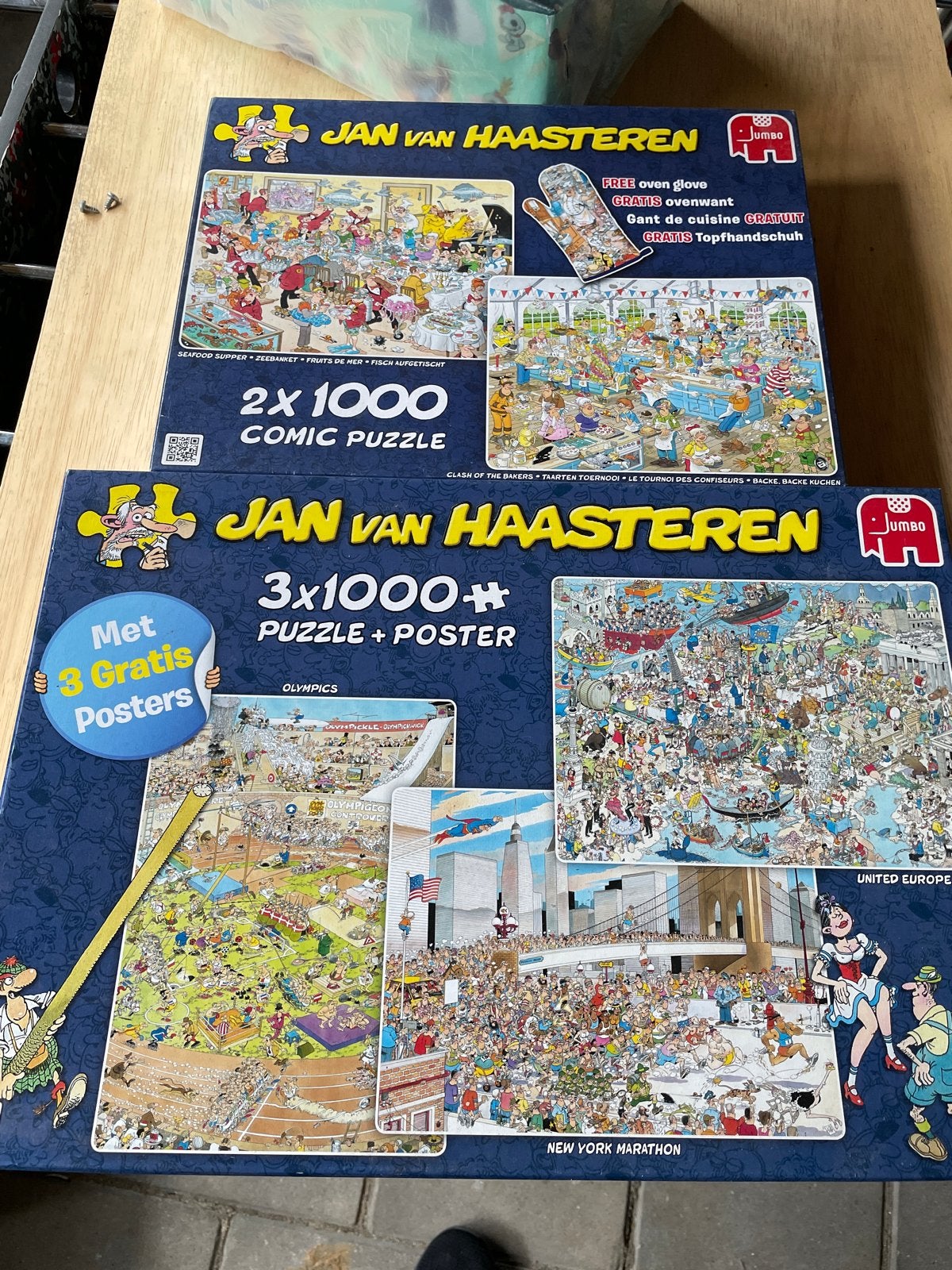 Jan van Haasteren Puzzels - 5x1000 stukjes, compleet en netj, Ophalen of Verzenden, 500 t/m 1500 stukjes, Zo goed als nieuw, Legpuzzel