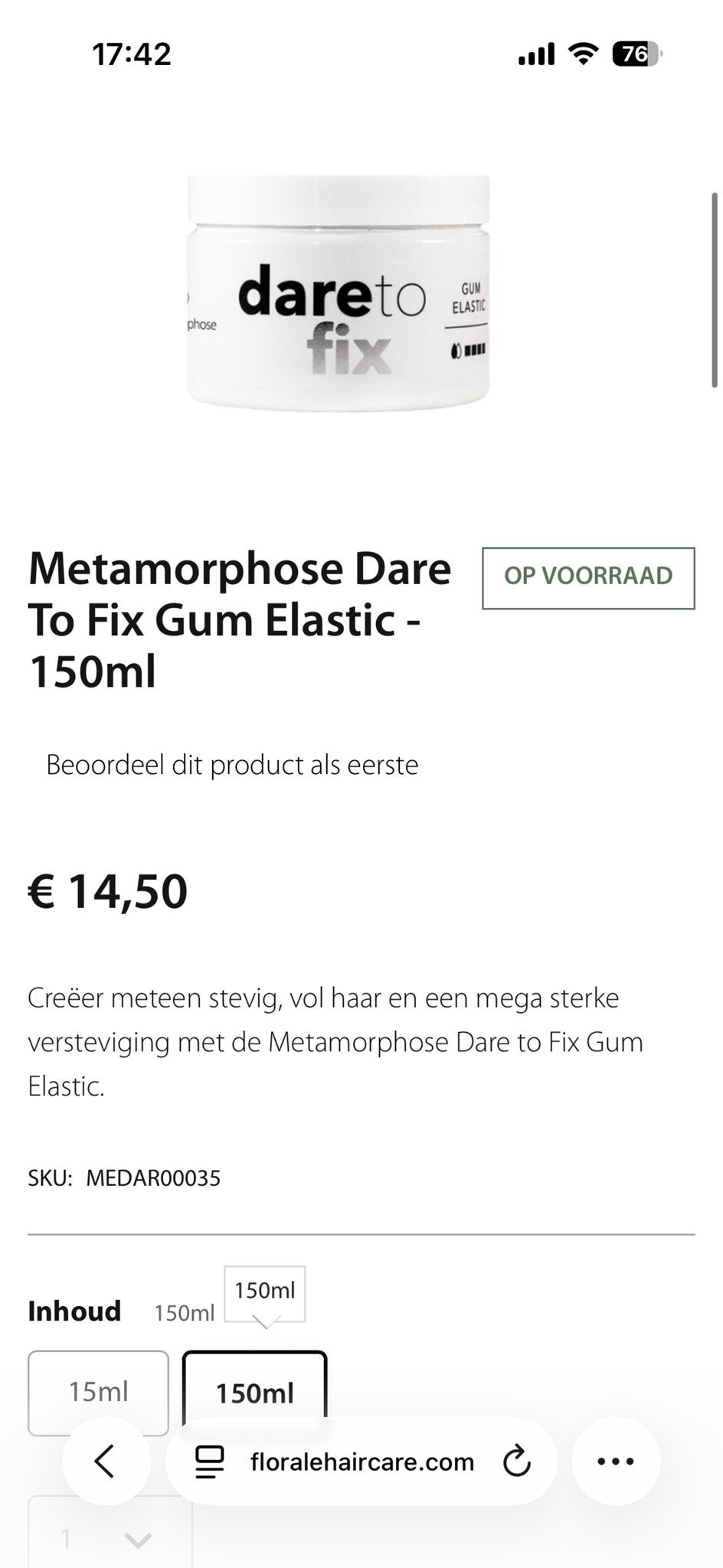 Metamorphose Dare To Fix Gum Elastic - 150ml, Sieraden, Tassen en Uiterlijk, Uiterlijk | Haarverzorging, Nieuw, Gel, Wax, Haarlak of Mousse