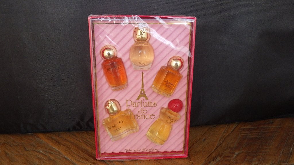 retro doosje met parfumflesjes, Verzamelen, Ophalen of Verzenden, Huis en Inrichting