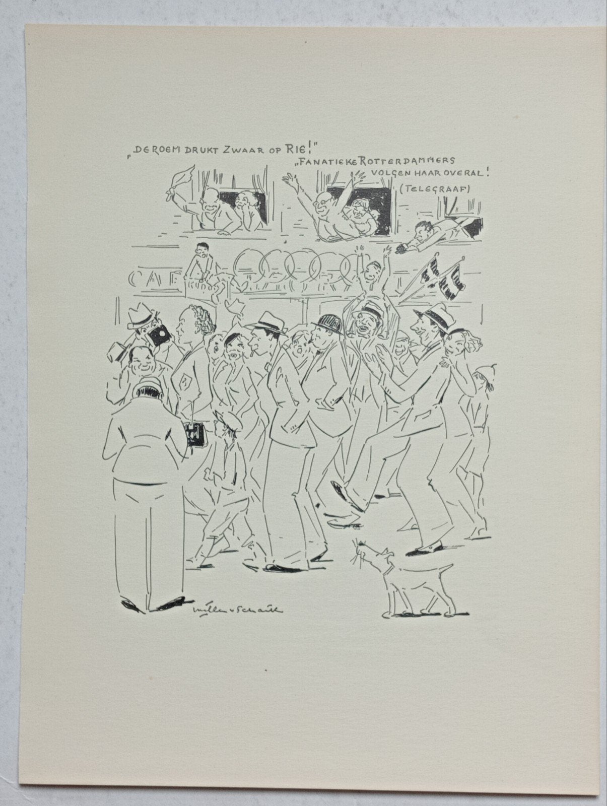 Litho Rie Rotterdam 1937, Verzamelen, Foto's en Prenten, Ophalen of Verzenden, Voor 1940, Gebruikt, Overige onderwerpen
