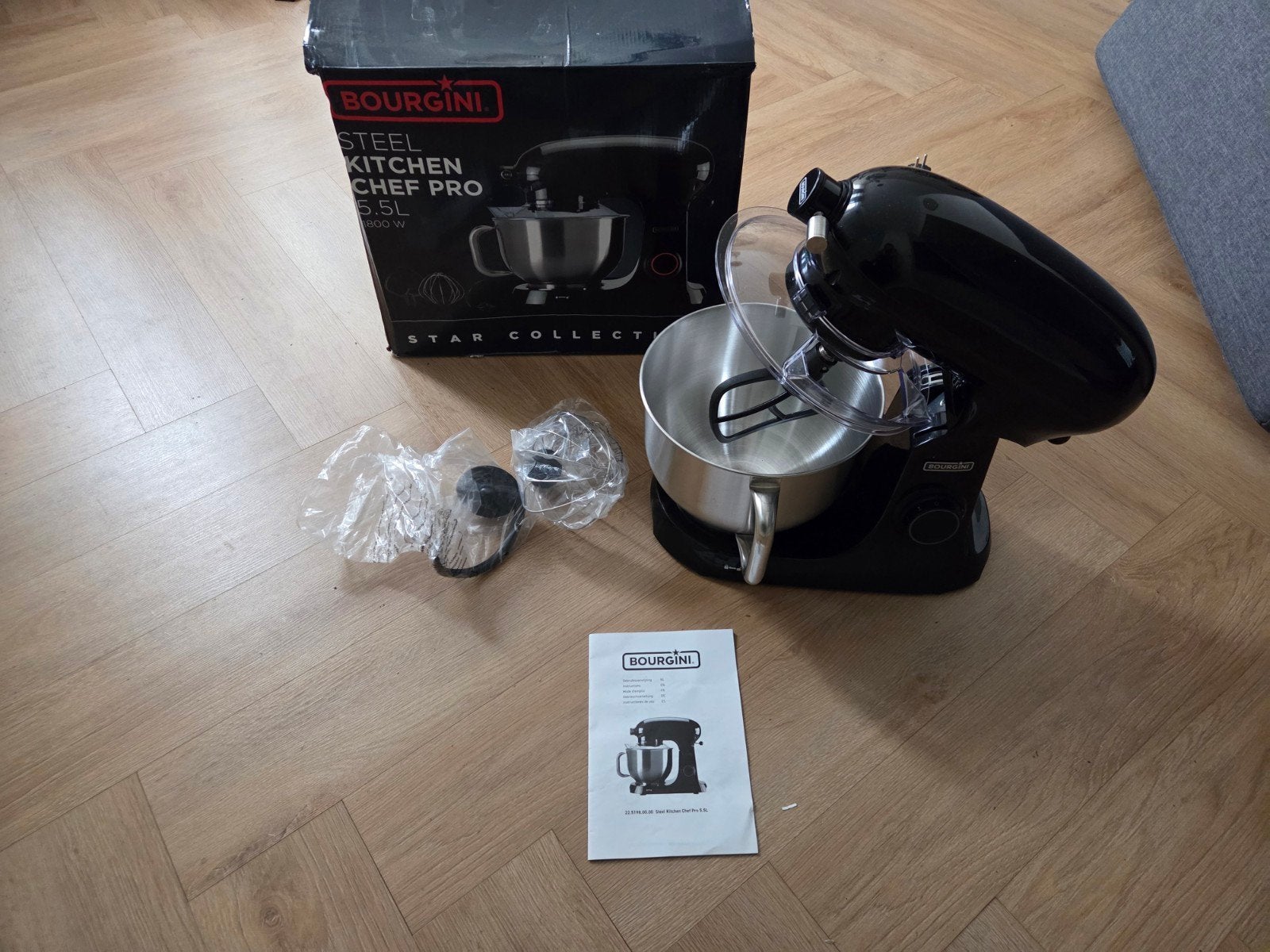 BOURGINI Steel Kitchen Chef Pro 5.5L Keukenmachine, 4 liter of meer, Ophalen of Verzenden, Nieuw, 3 snelheden of meer
