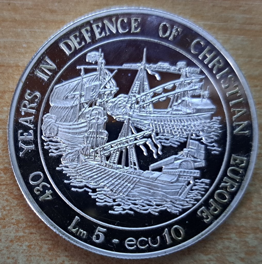 Malta, 5 Liri - 10 Ecu 1993 - zilver Proof, Postzegels en Munten, Ophalen of Verzenden, Overige landen, Losse munt, Zilver