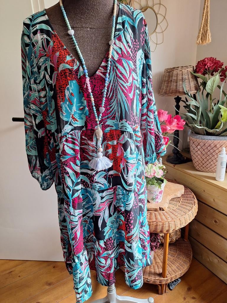 Voile jurk norah maat 44, Kleding | Dames, Jurken, Overige kleuren, Maat 46/48 (XL) of groter, Ophalen of Verzenden, Zo goed als nieuw
