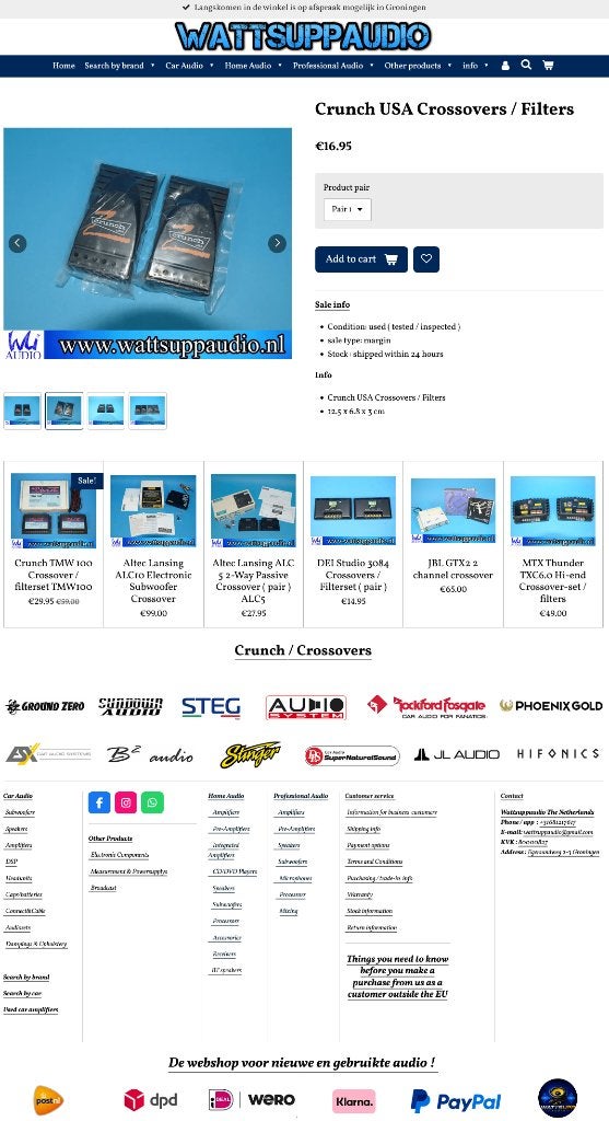 Crunch USA Crossovers / Filters, Gebruikt, ., Ophalen of Verzenden, .