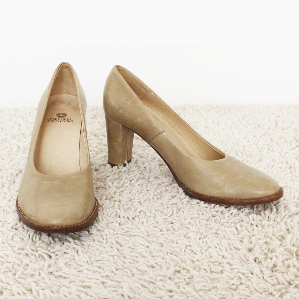 Leren Fred De La Bretoniere Pumps s24 (Maat 37) € 45,-, Pumps, Fred de la Bretoniere, Bruin, Ophalen of Verzenden
