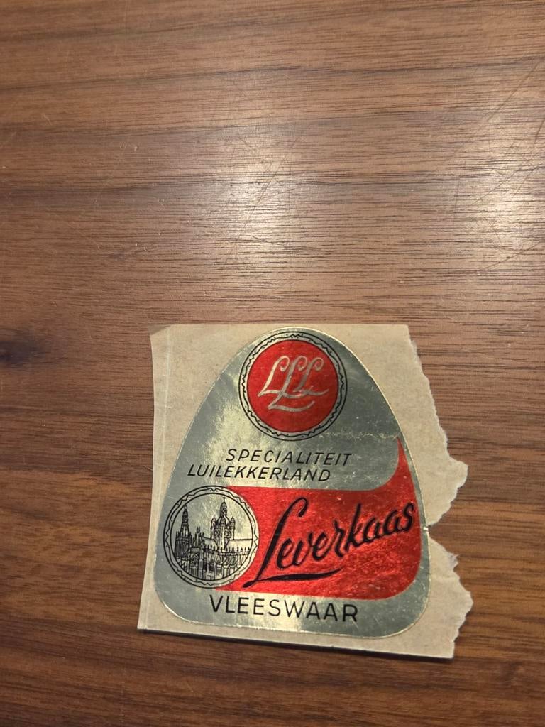 7105 Vintage LLL Leverkaas Vleeswaar Sticker Luilekkerland, Ophalen of Verzenden, Gebruikt, Overige typen