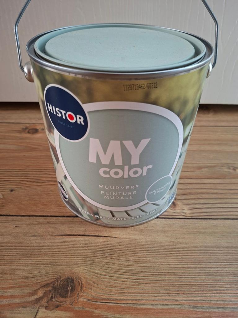 Nieuwe Histor MY color muurverf 2.5L Aquamarine Dream, Overige kleuren, Nieuw, Ophalen of Verzenden, Verf
