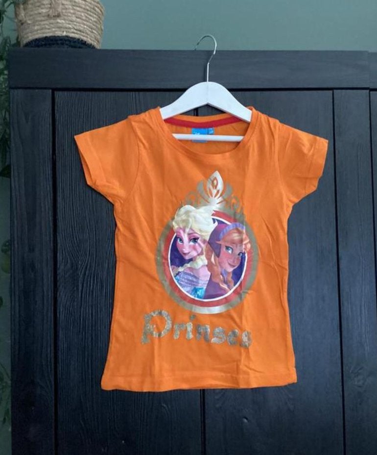 Shirt oranje Frozen maat 104/110, Kinderen en Baby's, Kinderkleding | Maat 104, Ophalen of Verzenden, Zo goed als nieuw, Meisje