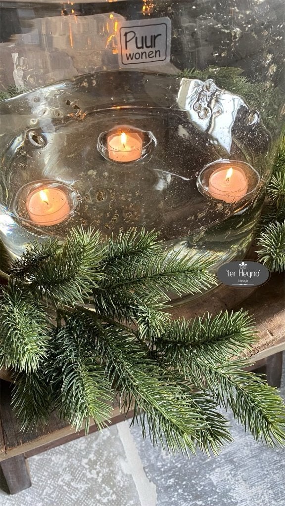 Glazen drijf schaaltje waxinelicht waxine glas stoer sober