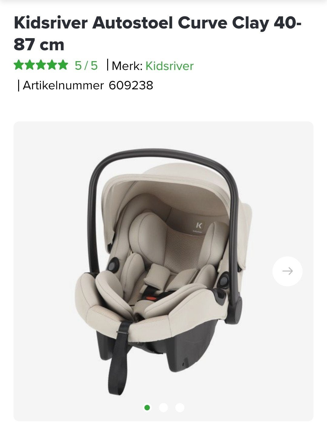Kidsriver Autostoel Curve Clay 40-87 cm - Nieuw, Ophalen, Nieuw, 0 t/m 13 kg, Autogordel