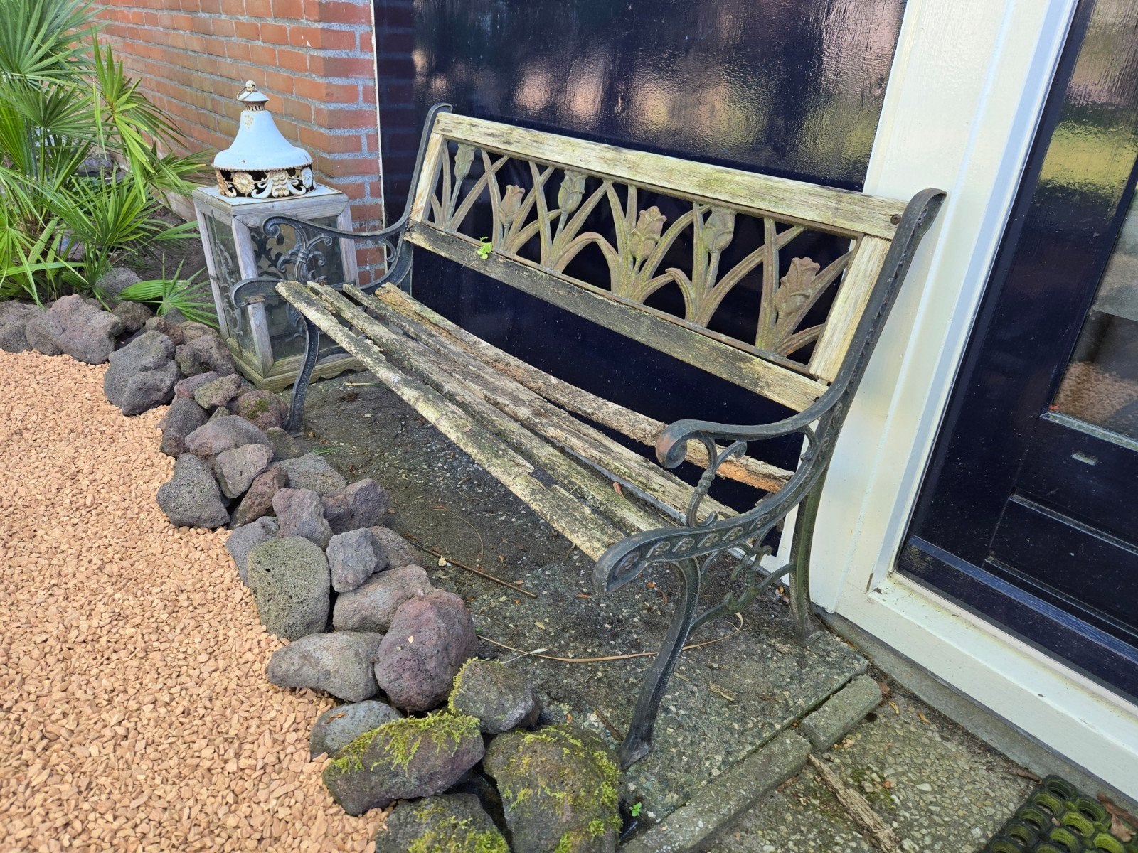 Tuinbank gietijzer met hout, Tuin en Terras, Ophalen, Gebruikt, Hout