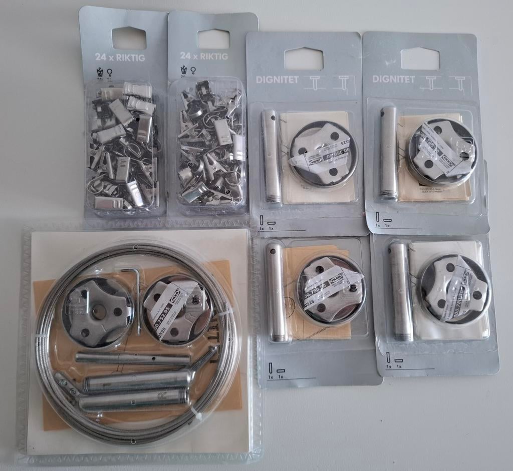 IKEA DIGNITET Gordijnroede compleet met bevestiging + clips, Nieuw, Ophalen of Verzenden, 200 cm of meer, Minder dan 100 cm