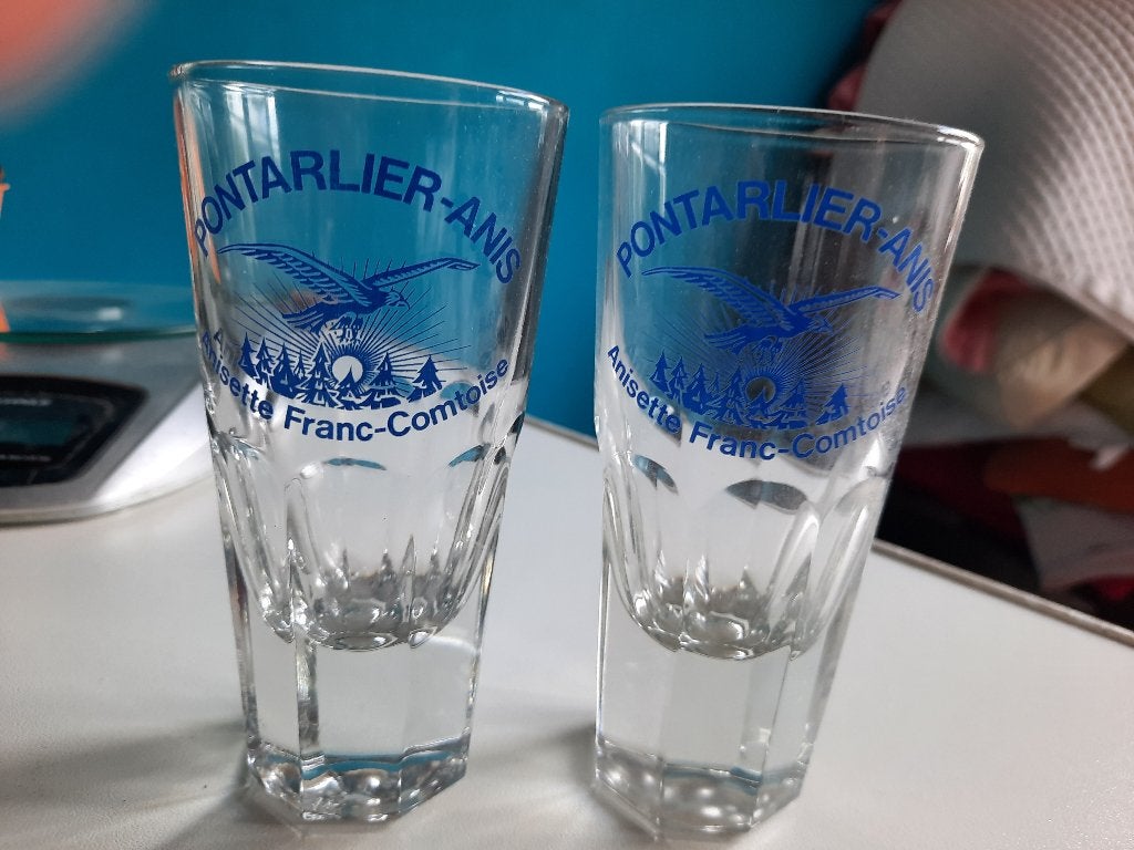 2 glazen Pontarlier-Anis Franc Comtoise, Ophalen of Verzenden, Overige typen