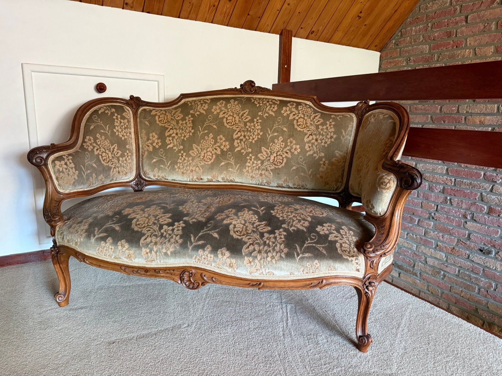 Lodewijk de XIV bankje + 2 fauteuils, Antiek en Kunst, Ophalen
