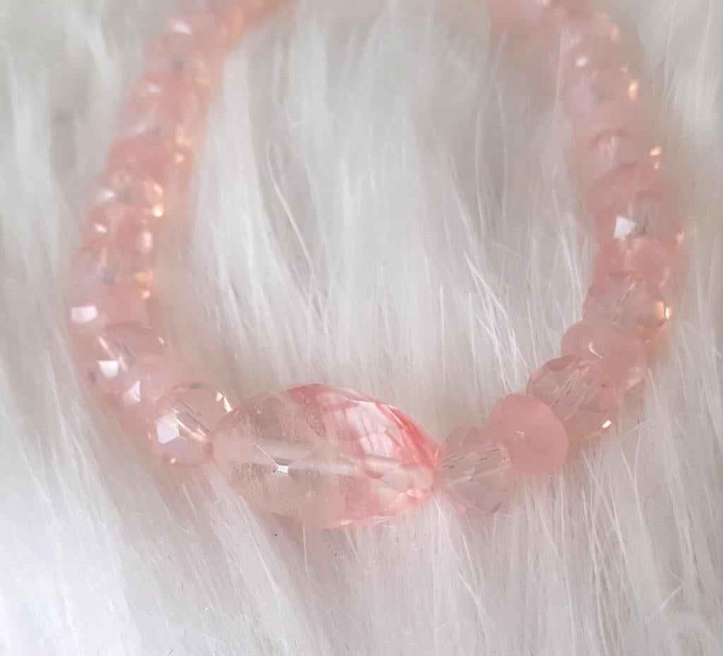 Kralenarmband roze hematietkwarts, rozenkwarts en opaliet, Sieraden, Tassen en Uiterlijk, Armbanden, Overige materialen, Met bedels of kralen