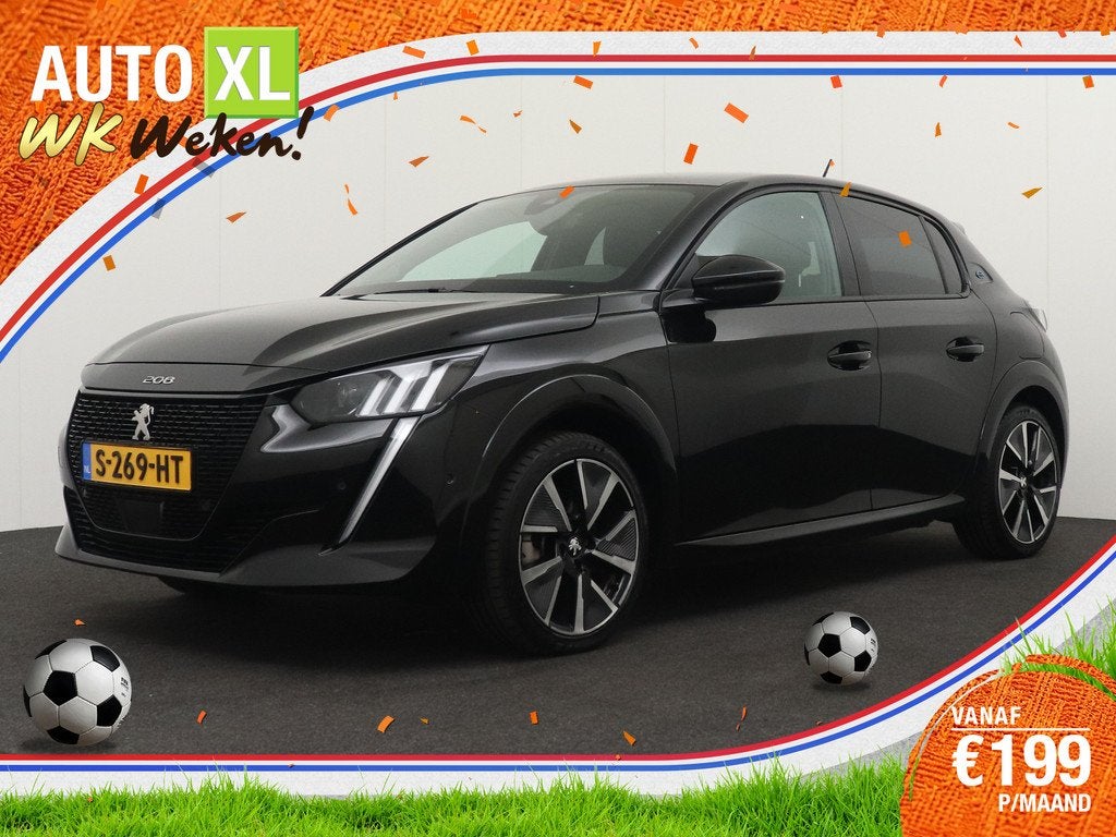 Peugeot e-208 EV GT 50 kWh (92%SOH) Pano-dak Camera Adapt.Cr, Auto's, Peugeot, 136 pk, Gebruikt, Zwart, Zwart