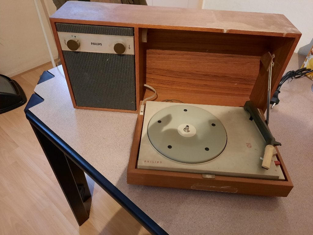 PLATENSPELER, teak, Philips AG 4231/22, Audio, Tv en Foto, Ophalen, Niet werkend, Platenspeler, Philips