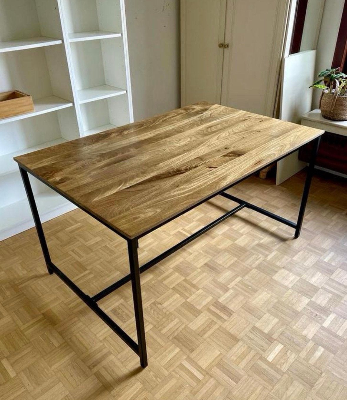 Prachtige mango houten eettafel, Ophalen, 200 cm of meer, 50 tot 100 cm, Zo goed als nieuw