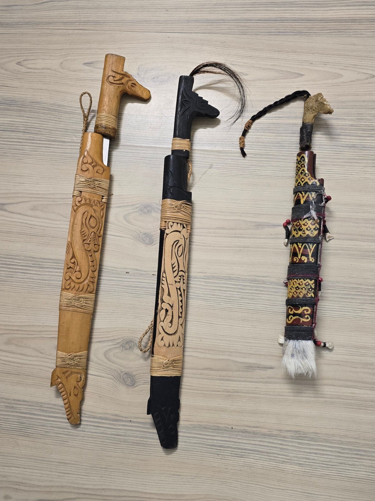 3 handgemaakte messen ( Iban Mandau Dayak - Unika Borneo ), Ophalen of Verzenden