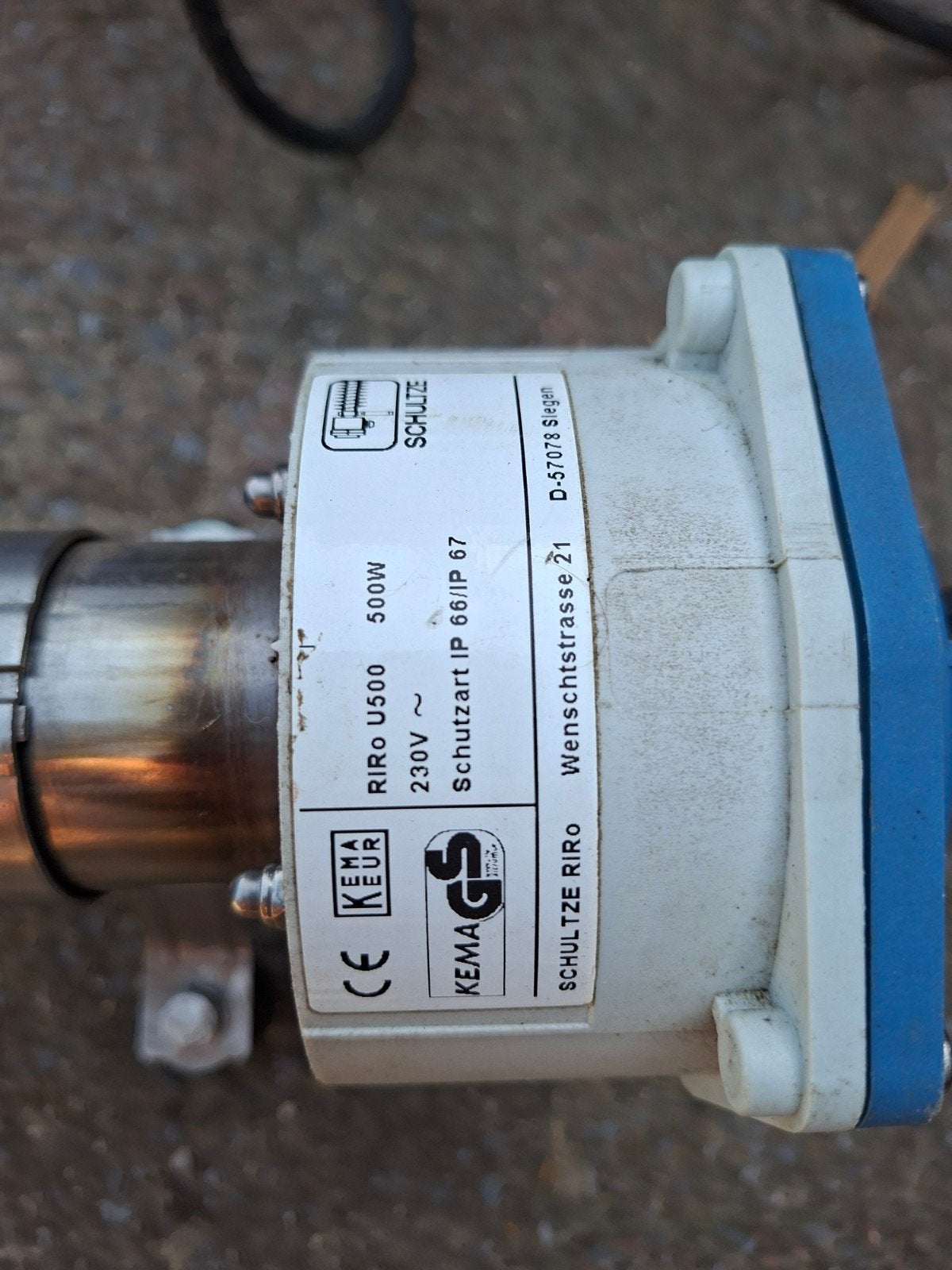 Schultze Riro U500 500W Verwarmingselement IP66/IP67, Doe-het-zelf en Verbouw, Ophalen of Verzenden, Gebruikt, 500 tot 800 watt
