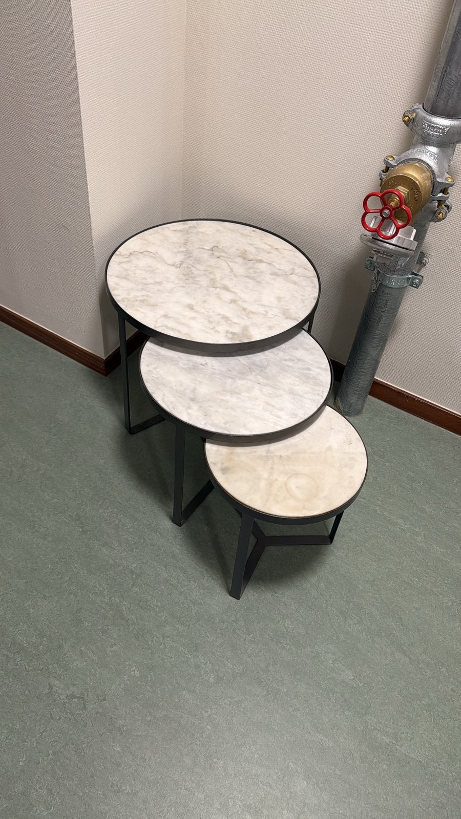Marmer Salontafel/Bijzettafel Set, Overige materialen, Minder dan 55 cm, Gebruikt, Rond