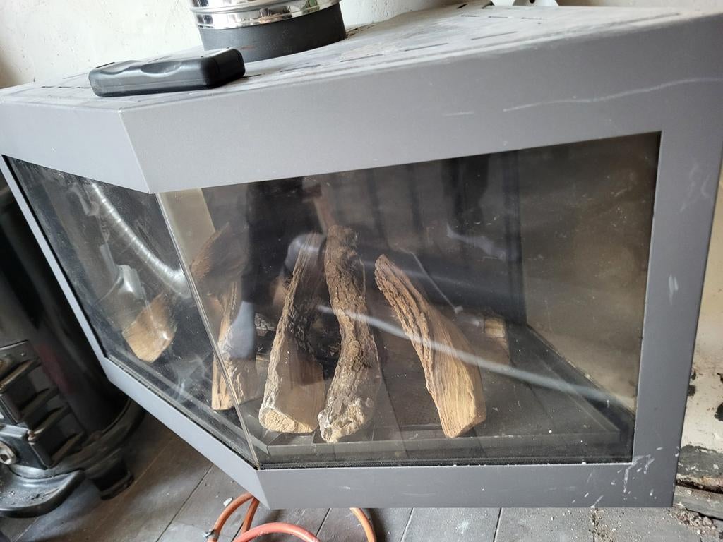 Gashaard met houtblokken, Huis en Inrichting, Haarden, Gebruikt, Gashaard, Ophalen of Verzenden