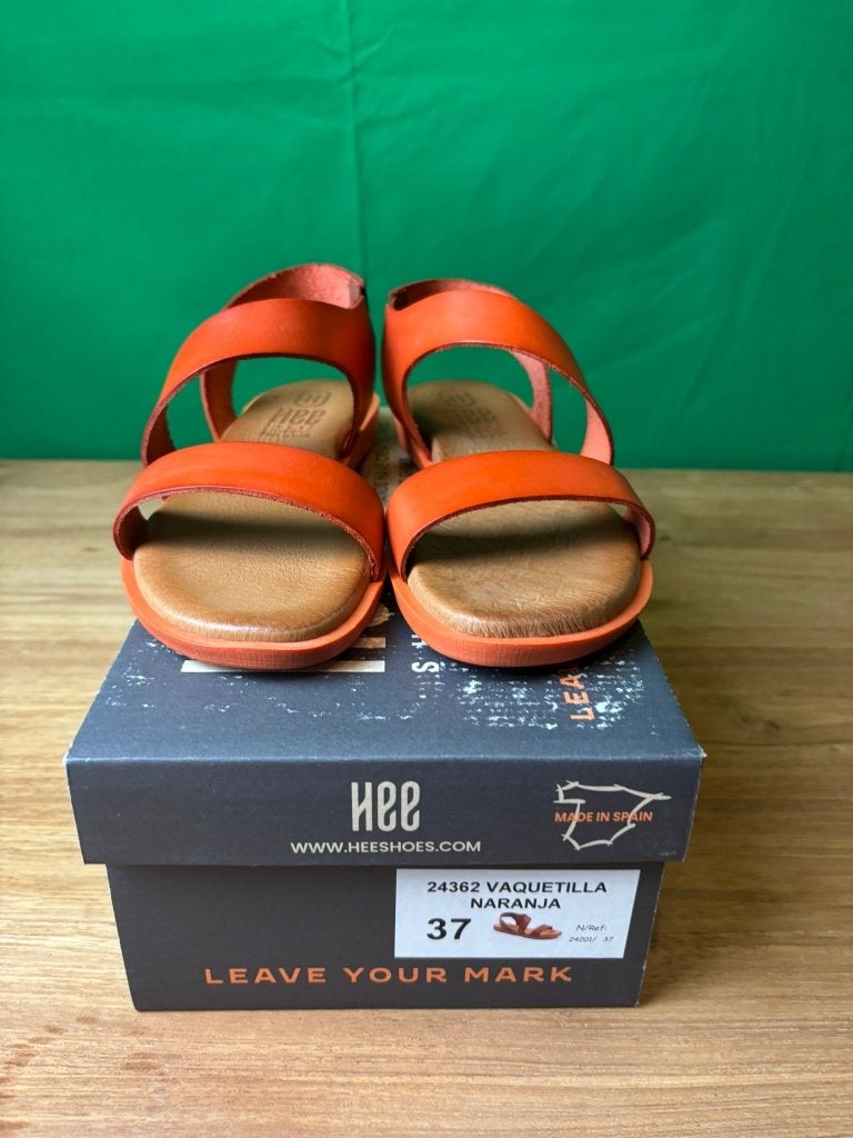 HEE 24362 Naranja oranje leren sandalen maat 37, Kleding | Dames, Schoenen, Oranje, Zo goed als nieuw, Sandalen of Muiltjes, Ophalen of Verzenden