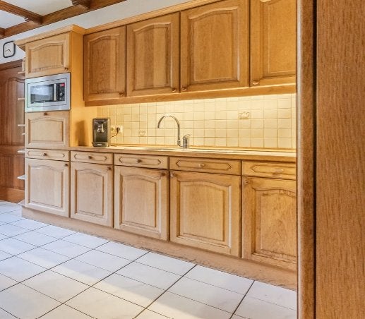 Keuken massief eiken, whirlpool app.,  zelf te demonteren, Huis en Inrichting, Ophalen, Gebruikt, Bruin, Hoekkeuken