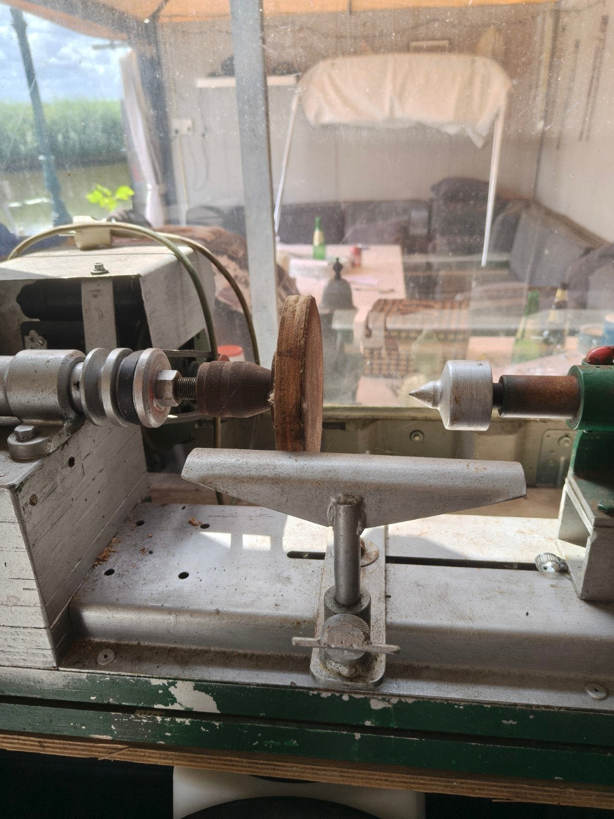 Te koop oude hout draai bank, Ophalen, Gebruikt, Elektrisch, Overige soorten