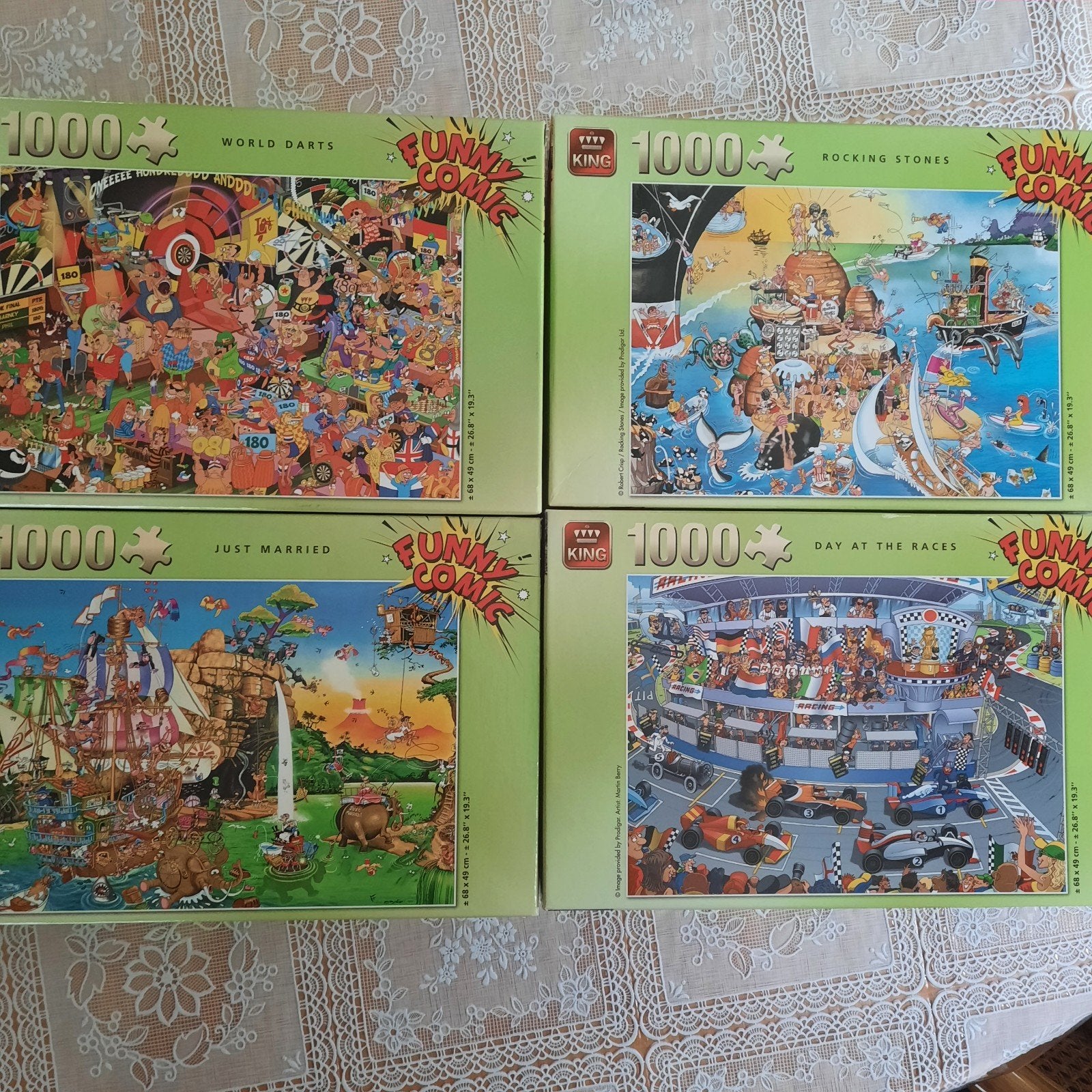 4 King Funny Comic Puzzels 1000 stukjes, Hobby en Vrije tijd, Denksport en Puzzels, Ophalen, 500 t/m 1500 stukjes, Gebruikt, Legpuzzel