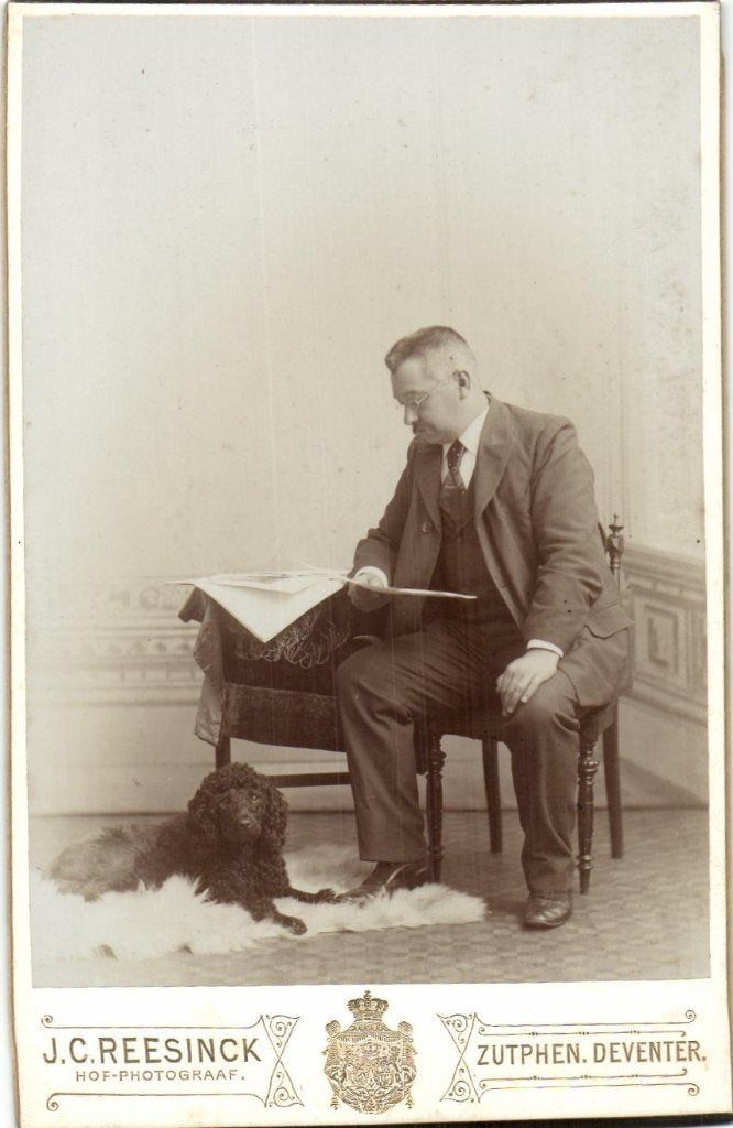 Kabinet Foto -Man /Hond - J.C. Reesinck - Zutphen/Deventer, Foto, Ophalen of Verzenden, Zo goed als nieuw, Voor 1940