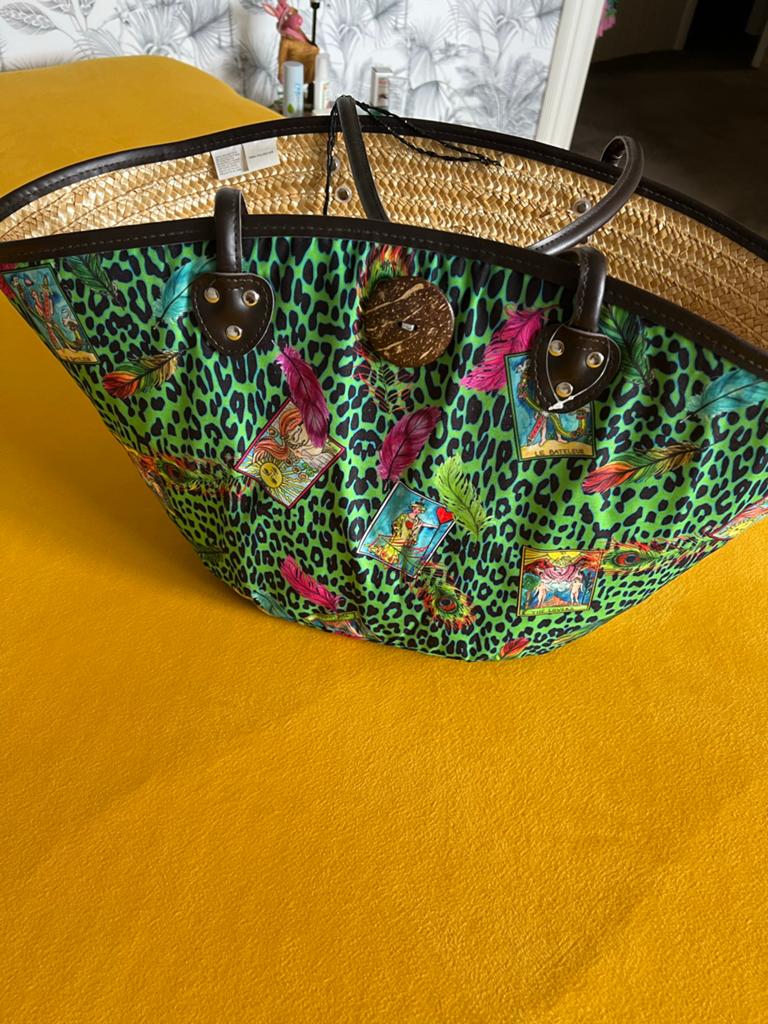 Zomerse Kaftan Jurk met Tas - Groen Luipaardprint, Maat 38/40 (M), Ophalen of Verzenden, Zo goed als nieuw, Onder de knie