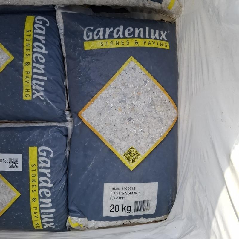 Carrara Split Wit 20 kg Gardenlux - 40 zakken, Tuin en Terras, Ophalen, Wit, Nieuw, Split