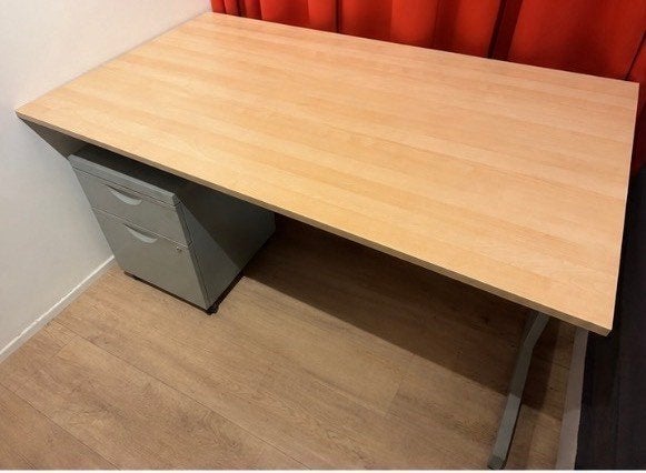 Gratis ophalen - Bureau met ladeblok - 160x80cm, Ophalen, Met lades, 160 cm, Gebruikt